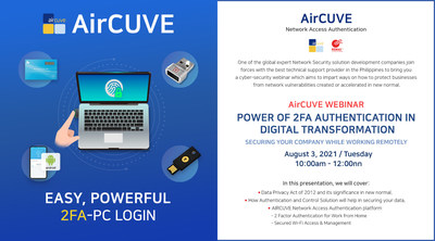 ข่าวไอที - AIRCUVE จัดงานสัมมนาออนไลน์ 2FA Security Webinar มุ่งรักษาความปลอดภัยบริษัทขณะทำงานทางไกล