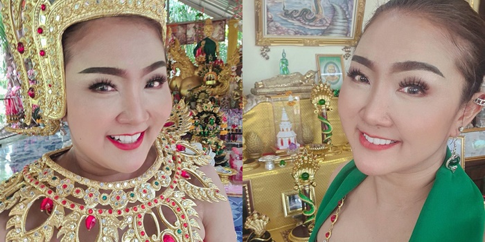ข่าวบันเทิง - สวยงามอ่อนช้อย เอมมี่โกะ ขวัญใจสื่อ รำแก้บนครั้งแรก