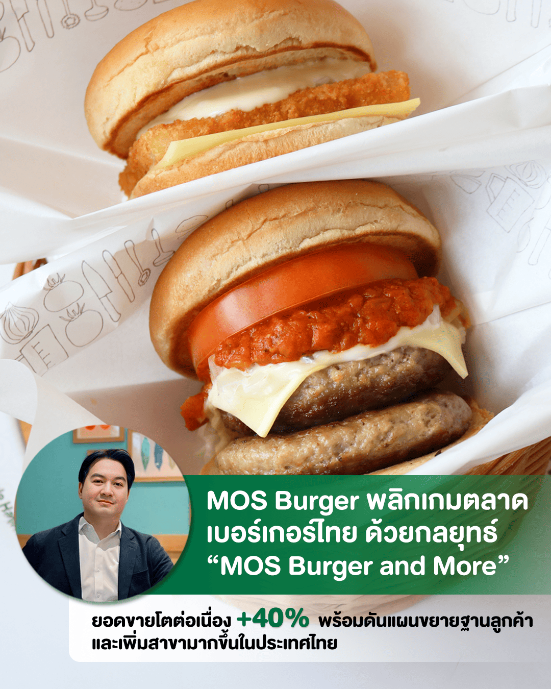 ข่าวธุรกิจ, สังคม - MOS Burger พลิกเกมตลาดเบอร์เกอร์ไทยด้วยกลยุทธ์ “MOS Burger and More” ยอดขายโตต่อเนื่อง +40% พร้อมดันแผนขยายฐานลูกค้า และเพิ่มสาขามากขึ้นในประเทศไทย