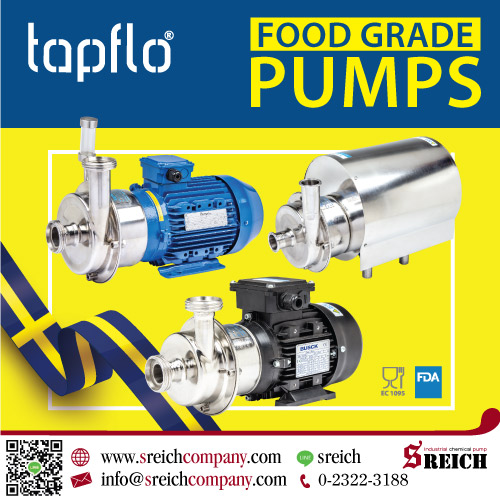 ข่าวธุรกิจ, สังคม - Tapflo Hygienic Centrifugal Pump ปั๊มเพื่ออุตสาหกรรมอาหาร