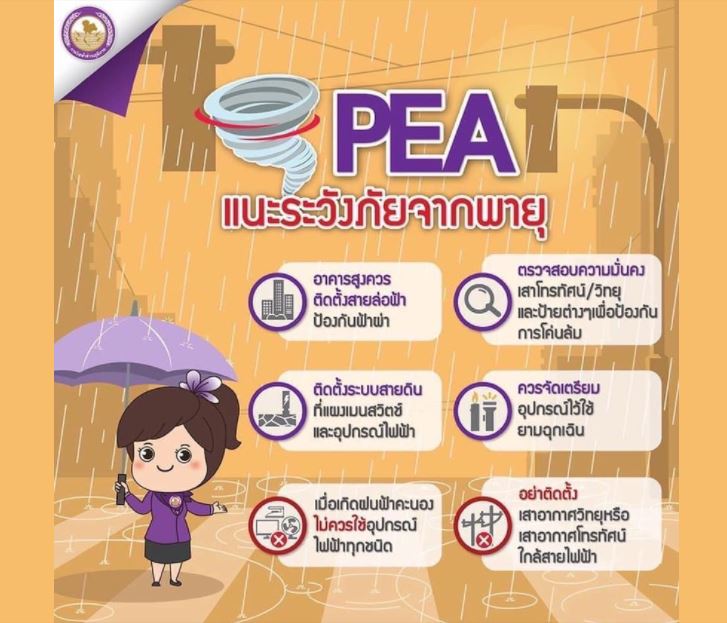 ข่าวราชการ, รัฐวิสาหกิจ - PEA เตือนระวังภัยจากพายุฤดูร้อน 