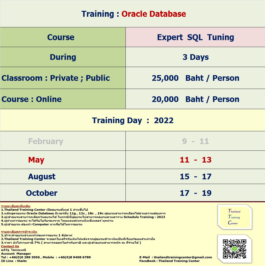 ข่าวสัมมนา - เปิดอบรมหลักสูตร Oracle Database : Expert Oracle SQL Tuning