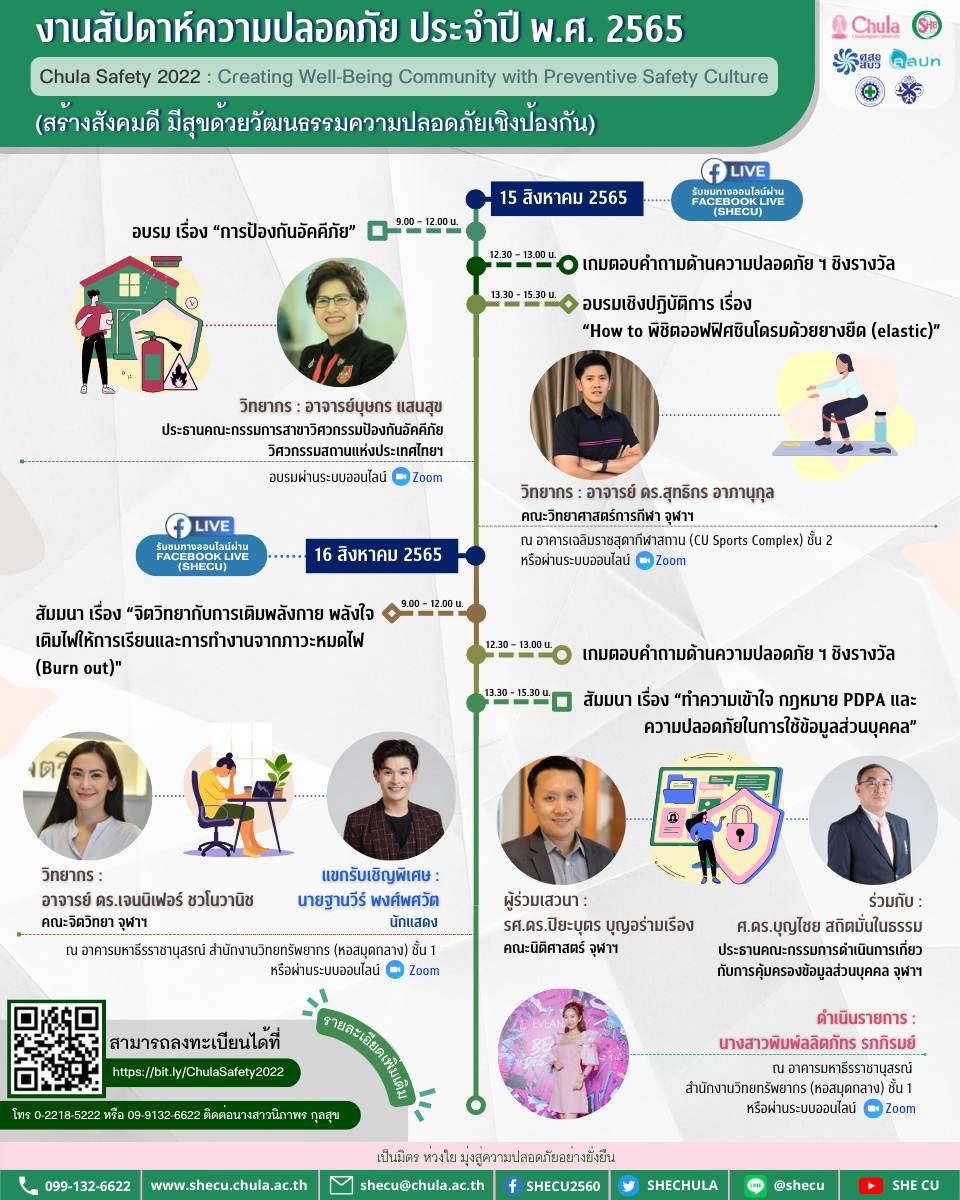 ข่าวการศึกษา - SHECU จุฬาฯ เชิญร่วมกิจกรรม Chula Safety 2022 สร้างสังคมดี มีสุข ด้วยวัฒนธรรมความปลอดภัย