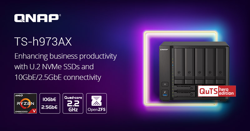ข่าวไอที - QNAP Launches Quad-core 9-bay QuTS hero NAS TS-h973AX, Supporting High-performance U.2 NVMe SSDs and 10GbE/2.5GbE Connectivity