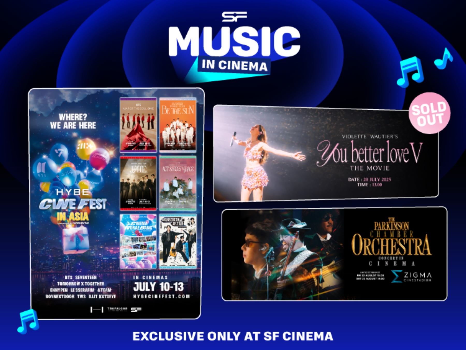 ข่าวบันเทิง - SF MUSIC IN CINEMA จัดเต็มคอนเทนต์ดนตรี บนจอยักษ์ เสียงกระหึ่ม เต็มอารมณ์ ที่โรงภาพยนตร์ เอส เอฟ เท่านั้น