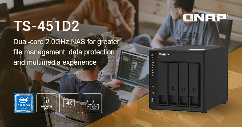 ข่าวไอที - QNAP Introduces 4-bay TS-451D2 Intel J4025 Dual-core NAS
