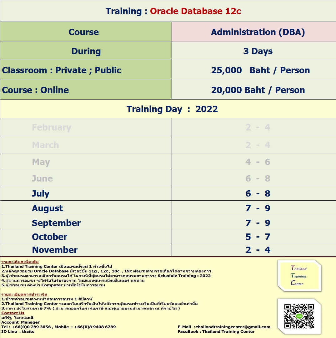 ข่าวสัมมนา - เปิดอบรมหลักสูตร Oracle Database 12c : Administration (DBA)