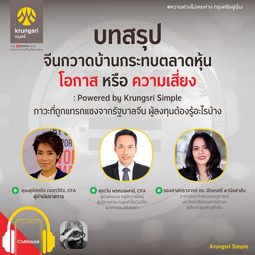 ข่าวการเงิน - Money News กรุงศรี ชวนระดมสมอง คลายวิตก  จีนกวาดบ้านกระทบตลาดหุ้น