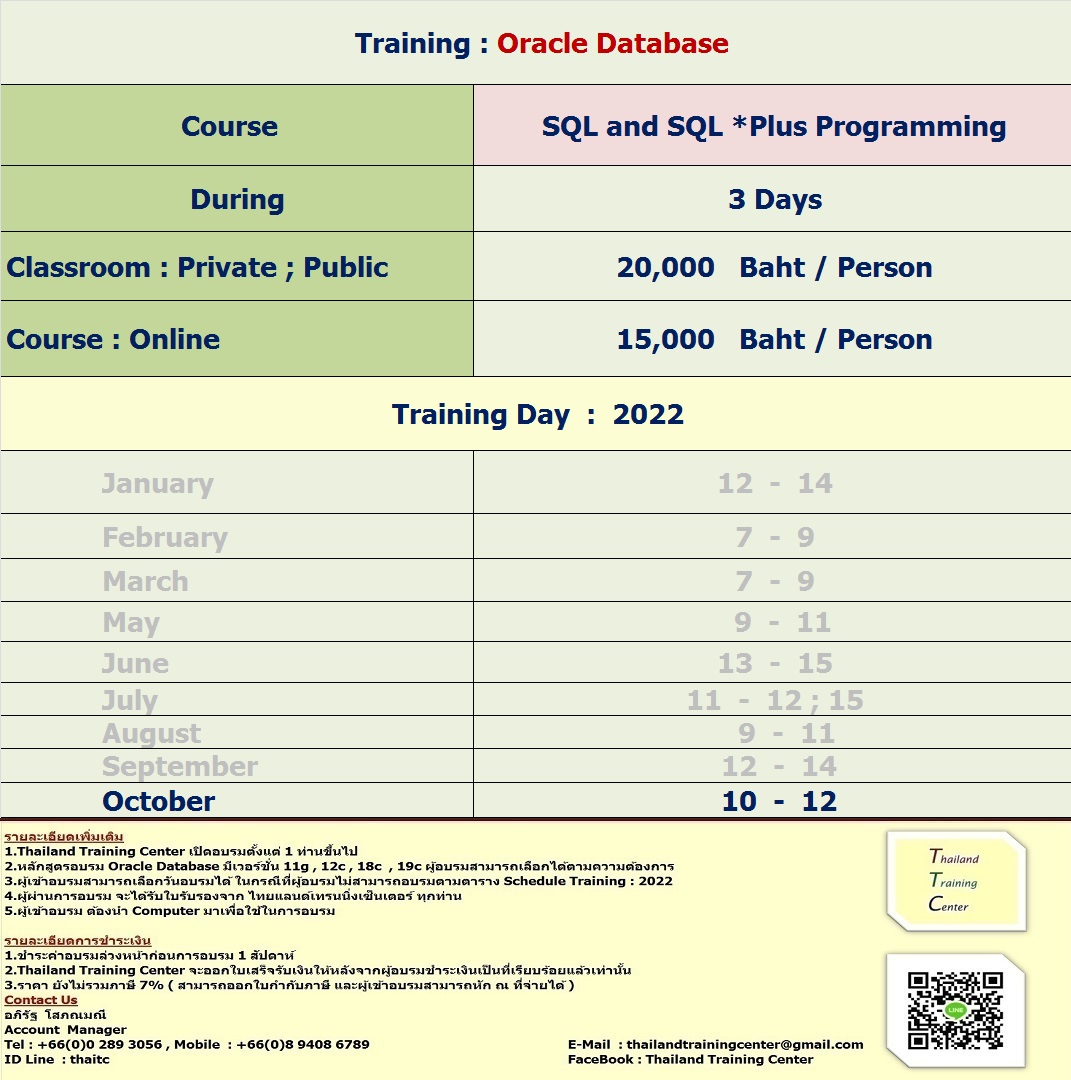 ข่าวการศึกษา - เปิดอบรมหลักสูตร Oracle Database : SQL and SQL *Plus Programming