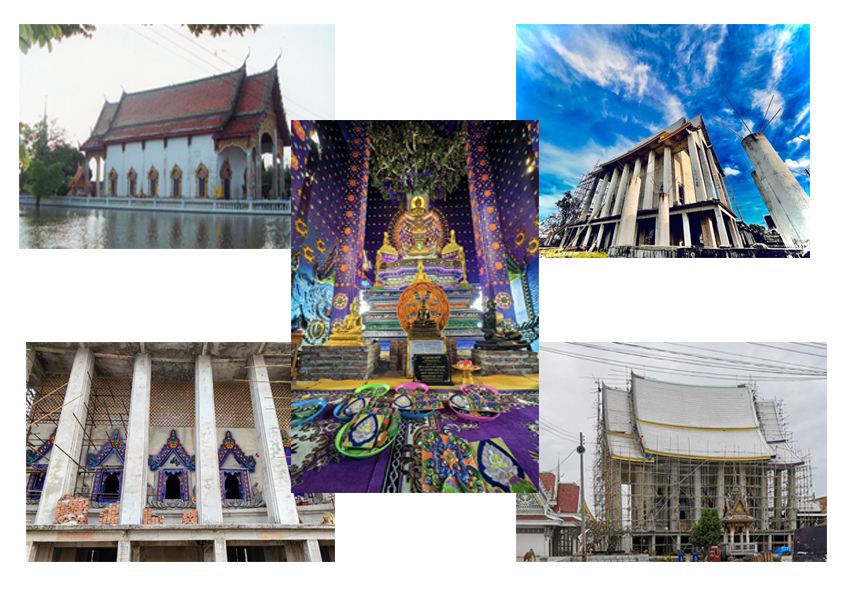 ข่าวศาสนา - โบสถ์เซรามิค สีม่วง  โบสถ์แห่งความสงบ ร่มเย็น  วัดกลางคลองวัฒนาราม เสนา อยุธยา