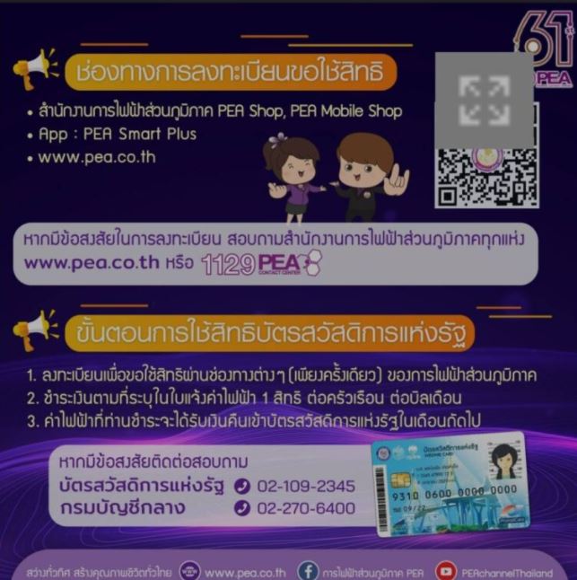 ข่าวราชการ, รัฐวิสาหกิจ - PEA? บรรเทาภาระค่าไฟฟ้า?ผู้มีบัตรสวัสดิการแห่งรัฐ