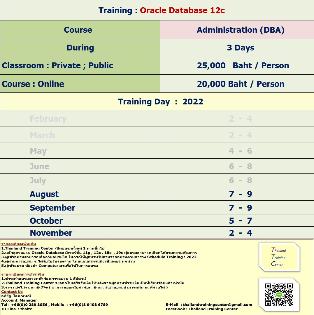 ข่าวสัมมนา - เปิดอบรมหลักสูตร Oracle Database 12c : Administration (DBA)