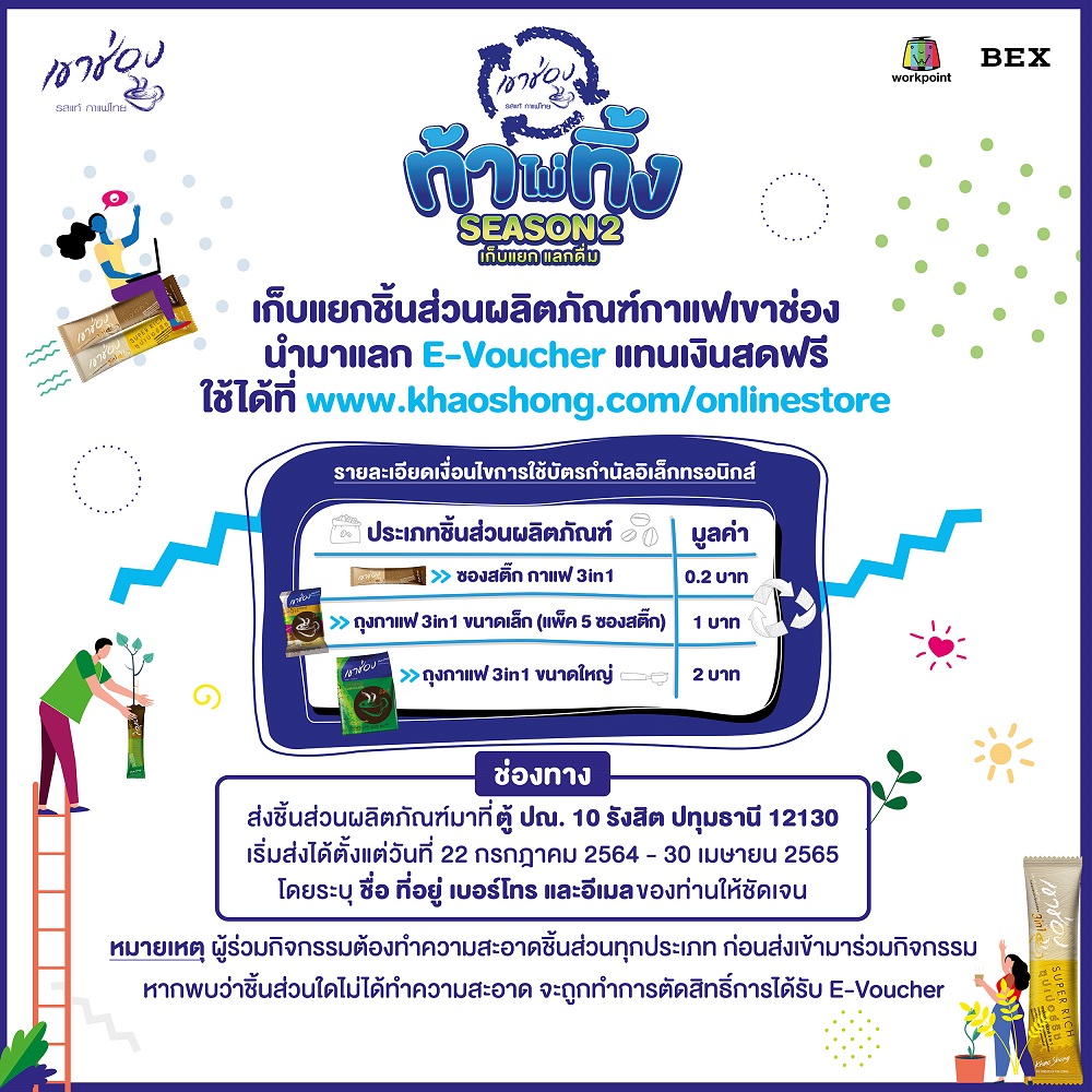 ข่าวสินค้า, บริการ - ชิ้นส่วนผลิตภัณฑ์กาแฟเขาช่อง มีค่า อย่าทิ้ง!! ส่งมาแลก E-Voucher ใช้แทนเงินสด