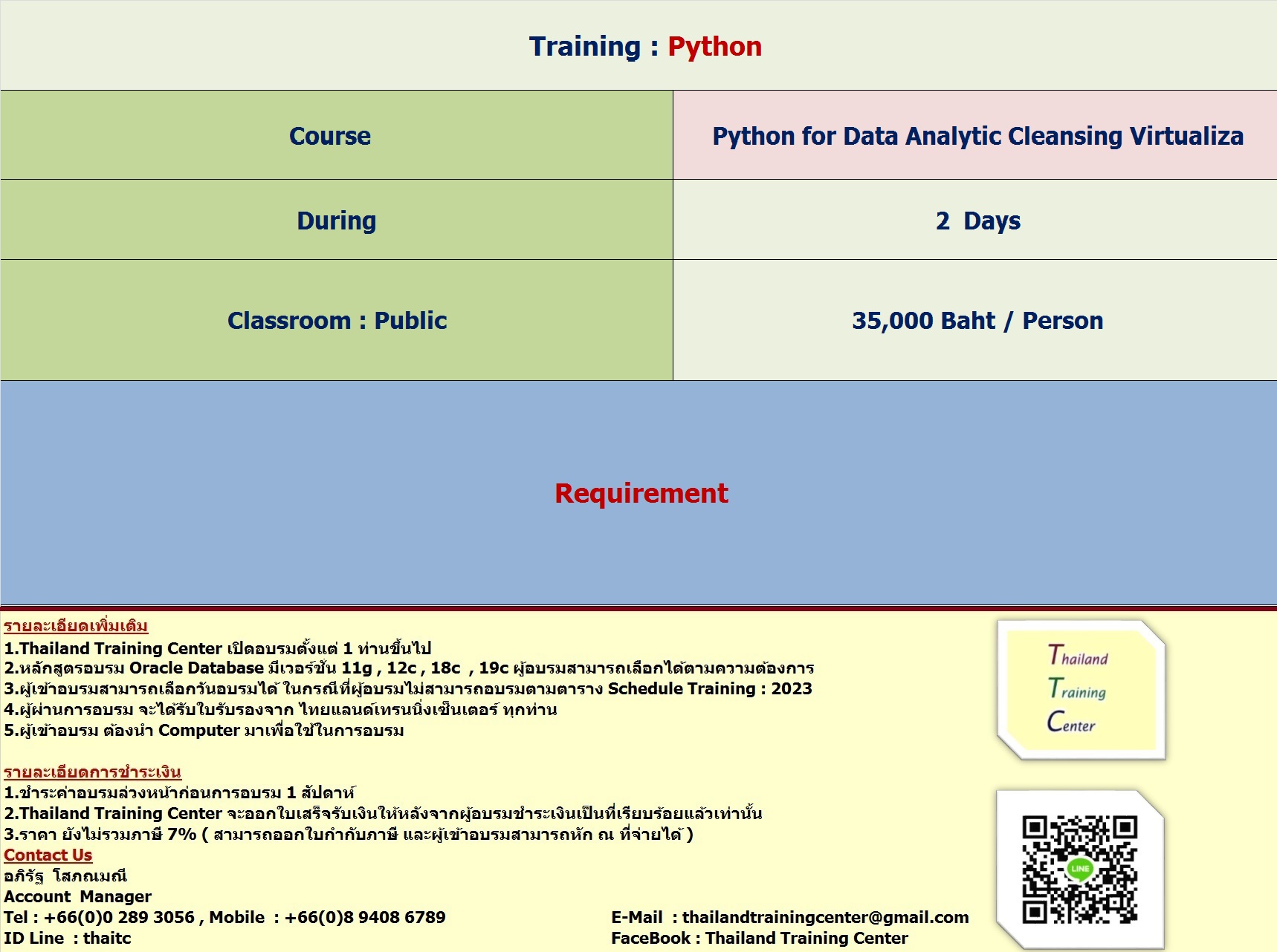 ข่าวสัมมนา - เปิดอบรมหลักสูตร Python for Data Analytic Cleansing Virtualiza