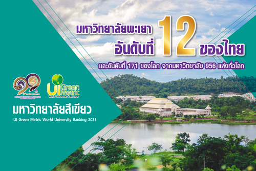 ข่าวพลังงาน, สิ่งแวดล้อม - ม.พะเยา คว้าอันดับที่ 12 จากผลการจัดอันดับ UI Green Metric World University Ranking 2021