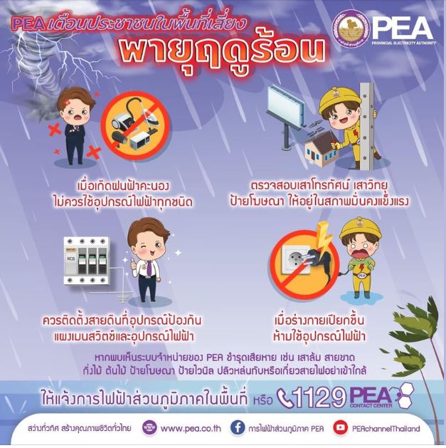 ข่าวราชการ, รัฐวิสาหกิจ - PEA เตือนระวังภัยจากพายุฤดูร้อน