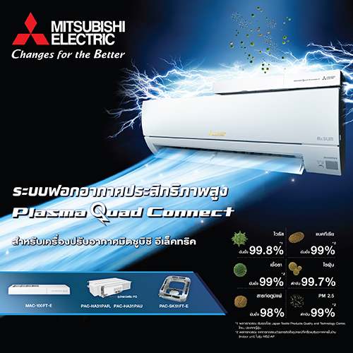 ข่าวสินค้า, บริการ - ?Plasma Quad Connect? ที่สุดแห่งเทคโนโลยีฟอกอากาศประสิทธิภาพสูง สำหรับเครื่องปรับอากาศมิตซูบิชิ อีเล็คทริค 