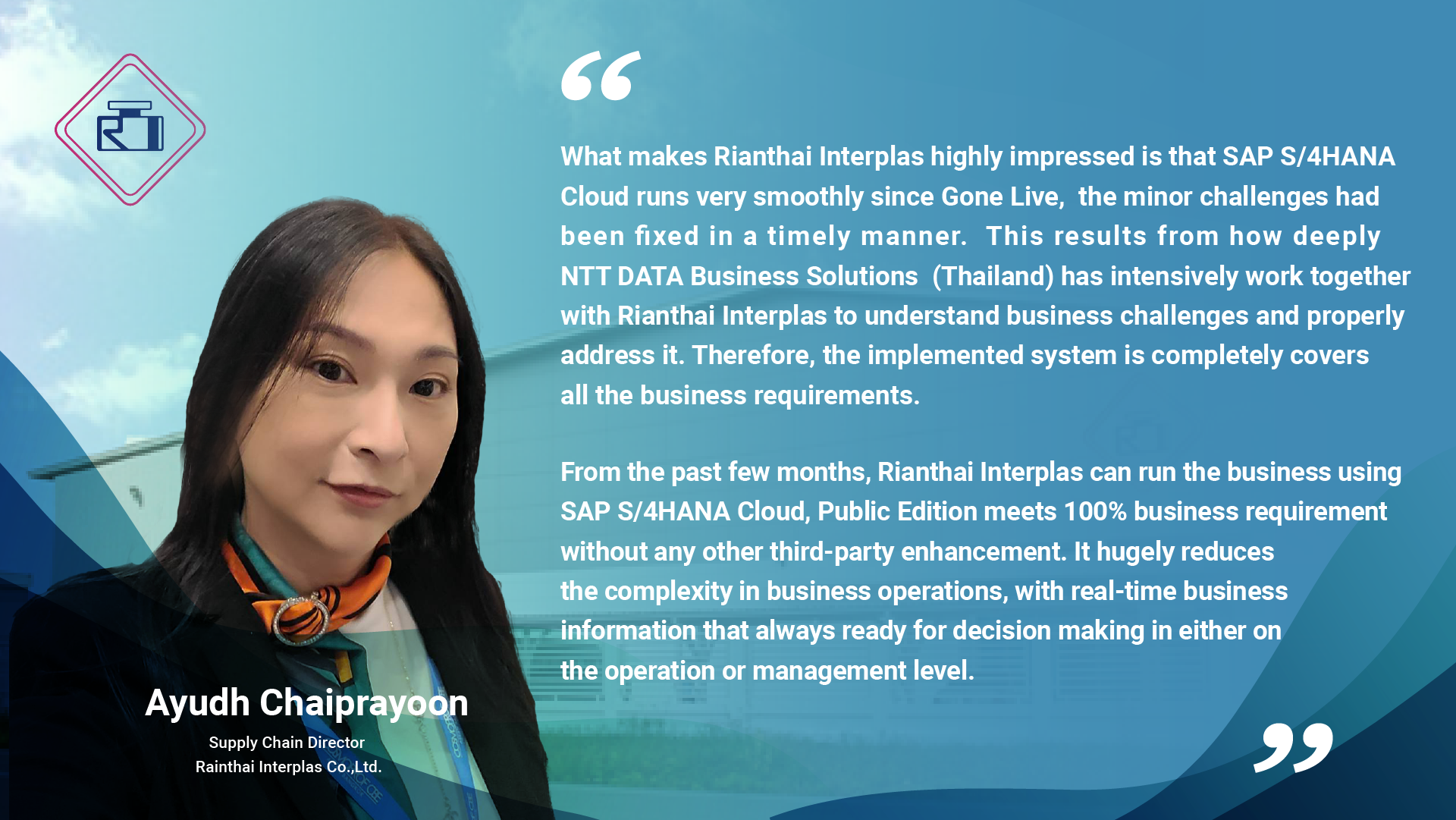 ข่าวไอที - Rianthai Interplas Masters Global Packaging Trends and Streamlines Operations with Grow with SAP, Powered by NTT DATA Business Solutions Thailand