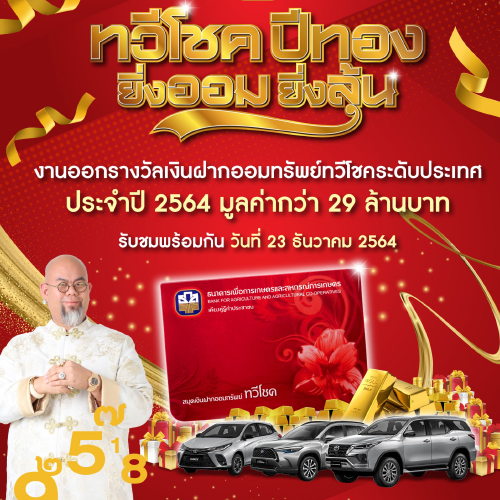 ข่าวงานอีเว้นท์ - 23 ธันวาคมนี้ ธ.ก.ส. แจกโชคใหญ่ รับปีใหม่ รวมมูลค่ากว่า 29 ล้านบาท