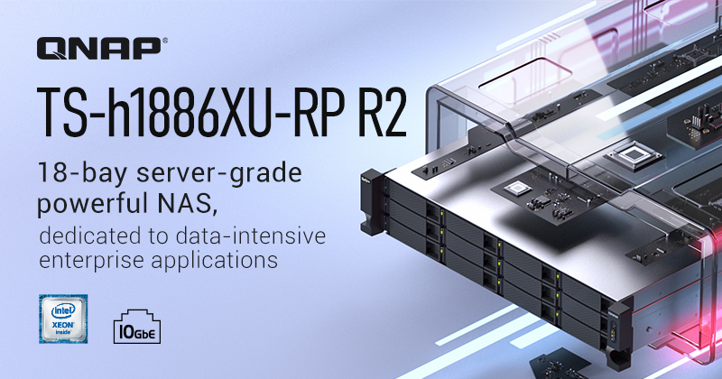 ข่าวไอที - QNAP launches the 18-bay TS-h1886XU-RP R2, 10GbE-ready server-grade NAS for Virtualization and Data-Intensive Enterprise Applications