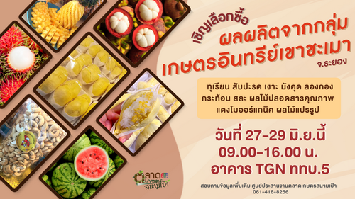 ข่าวสินค้า, บริการ - ททบ.5 จับมือกลุ่มเกษตรอินทรีย์เขาชะเมา เปิดตลาดผลไม้สดและผลไม้แปรรูปจากจังหวัดระยอง 