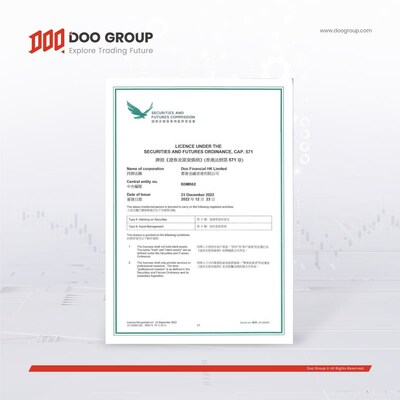 ข่าวประชาสัมพันธ์ - PR News Doo Financial HK Limited ได้รับใบอนุญาตประเภทที่ 4 และประเภทที่ 9 จากสำนักงานคณะกรรมการกำกับหลักทรัพย์และสัญญาซื้อขายล่วงหน้าแห่งฮ่องกง (HK SFC)