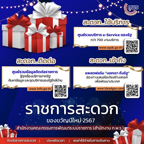 ข่าวราชการ, รัฐวิสาหกิจ - ราชการสะดวก ของขวัญปีใหม่ 2567 จากสำนักงานคณะกรรมการพัฒนาระบบราชการ