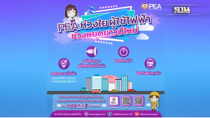 ข่าวธุรกิจ, สังคม - PEA เตือนระวังอัคคีภัยในช่วงหยุดปีใหม่ ตรวจสอบอุปกรณ์ไฟฟ้าก่อนออกจากบ้าน